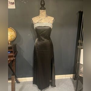 Black maxi satin dress